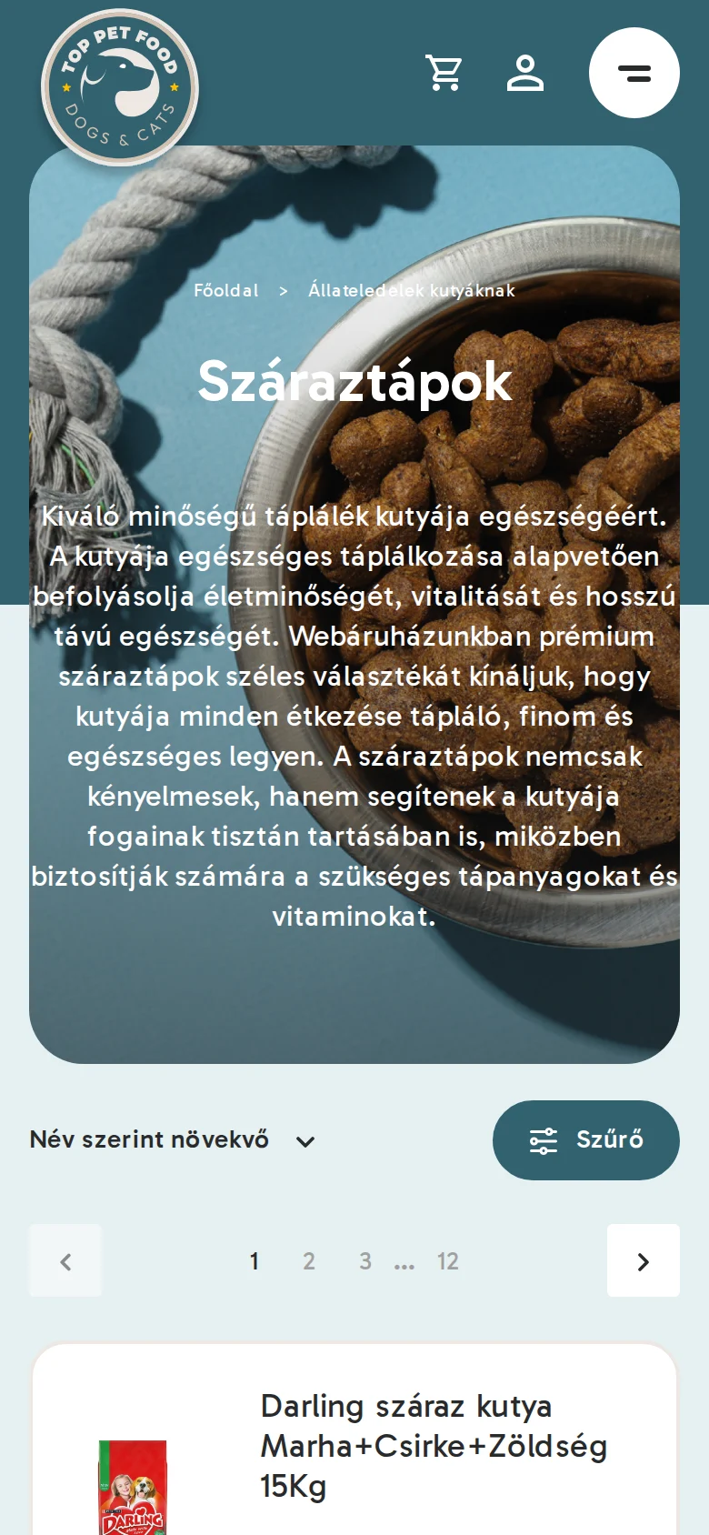 The Dog › Dry food category on mobile