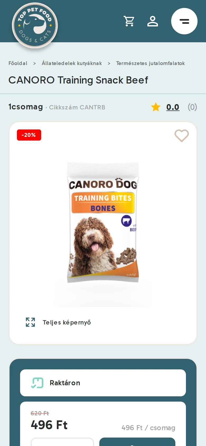 A Canoro product page on mobile