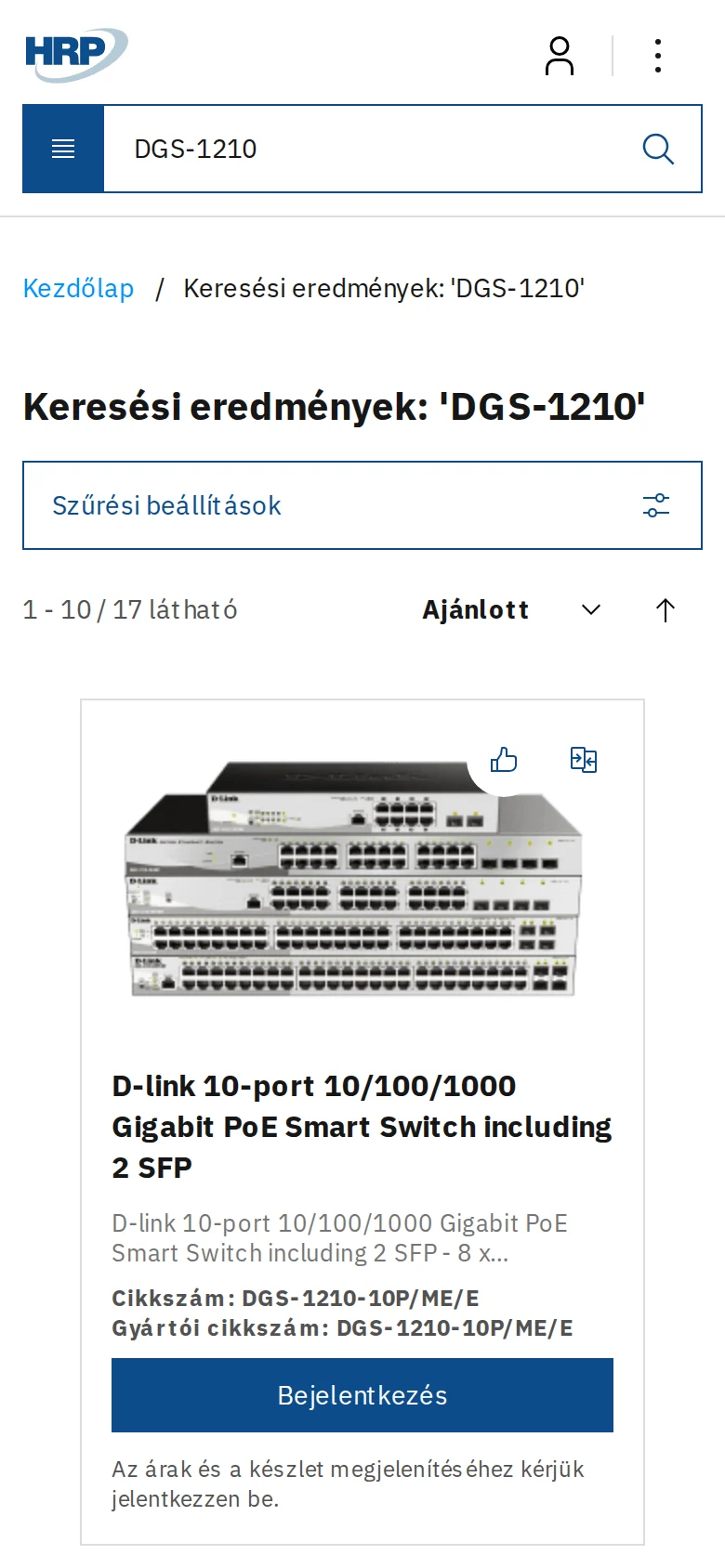 Search results for the product code DGS-1210 on mobile