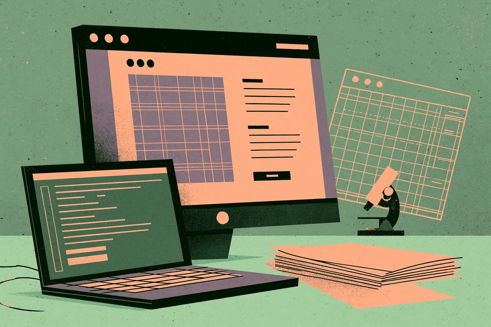 Letisztult weboldal-felület, mögötte látható a rácsrendszer és a wireframe-struktúra